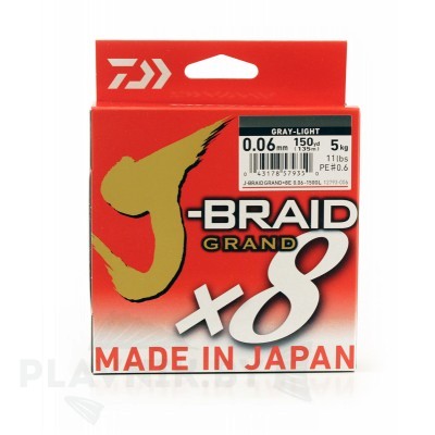 Daiwa J-Braid GRAND X8 150 м, светло-серый