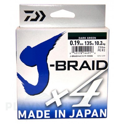 Daiwa J-Braid x4 зелёный, 135 м