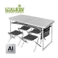 Стол склад. Norfin RUNN NF Alu 120x60 +4 стула набор